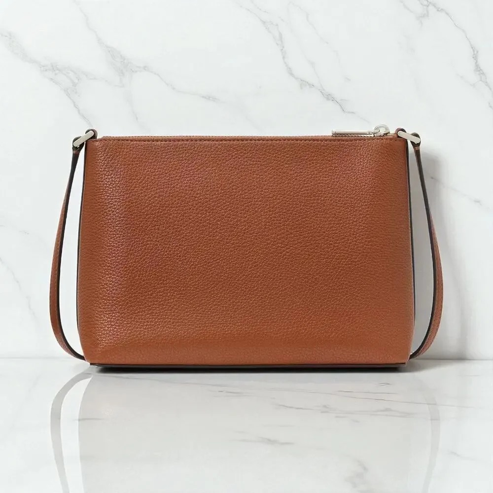 Kate Spade Leila Crossbody Purse in Warm Gingerbread Pebbled Leather KG464